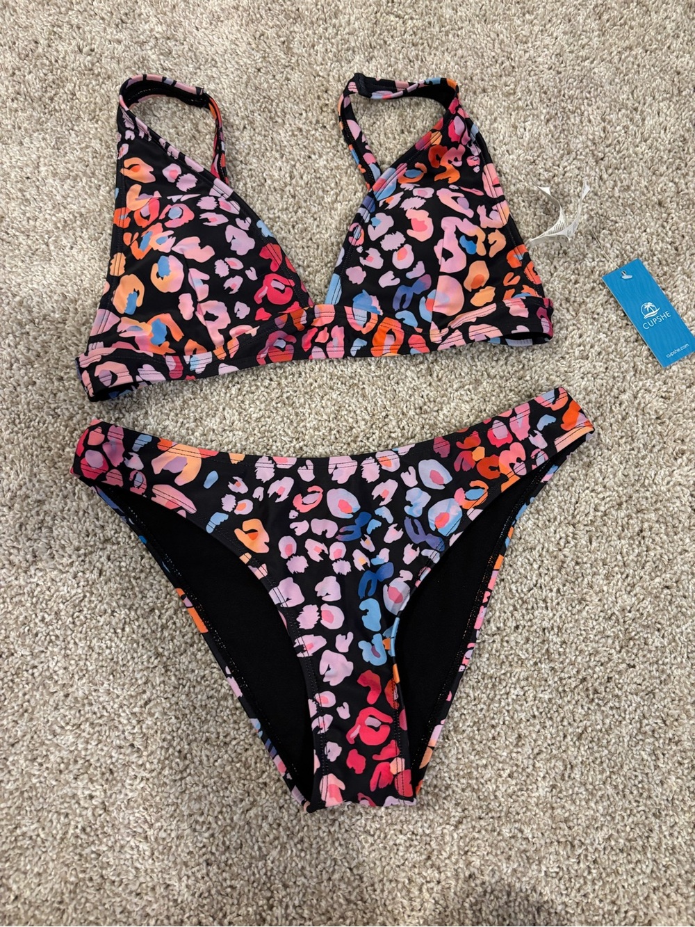 Cupshe medium Black Multicolor Leopard Print Bikini Set